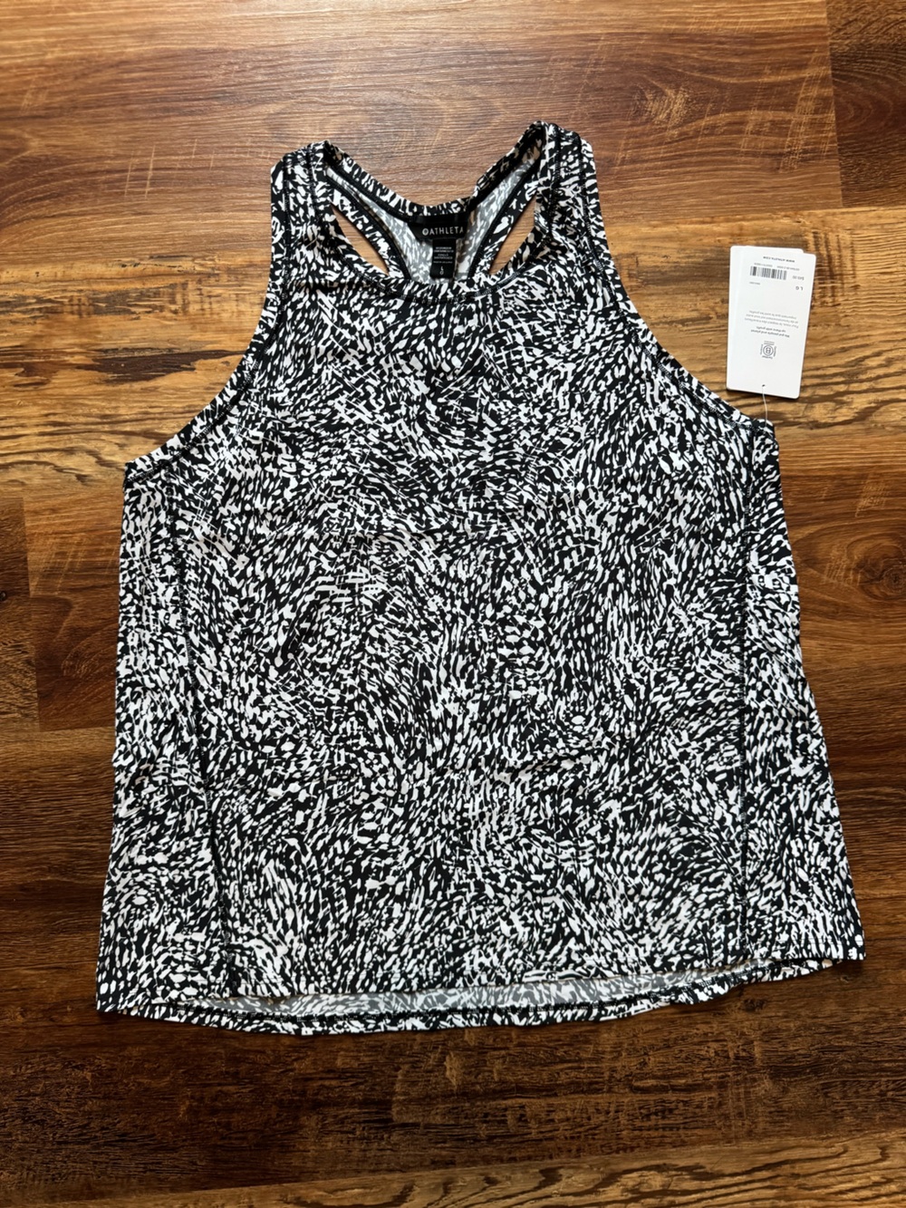 Athleta Black and White Printed Racerback Tank